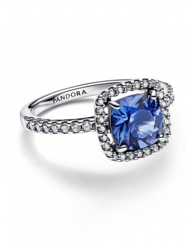 Anillo Pandora Declaración Halo Cuadrado Azul Brillante 193550C01 - foto 2