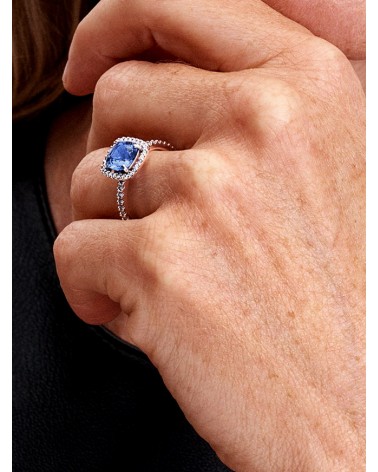 Anillo Pandora Declaración Halo Cuadrado Azul Brillante 193550C01 - foto 3