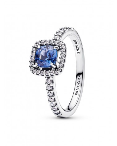 Anillo Pandora Halo Azul Cuadrado Brillante 193555C01