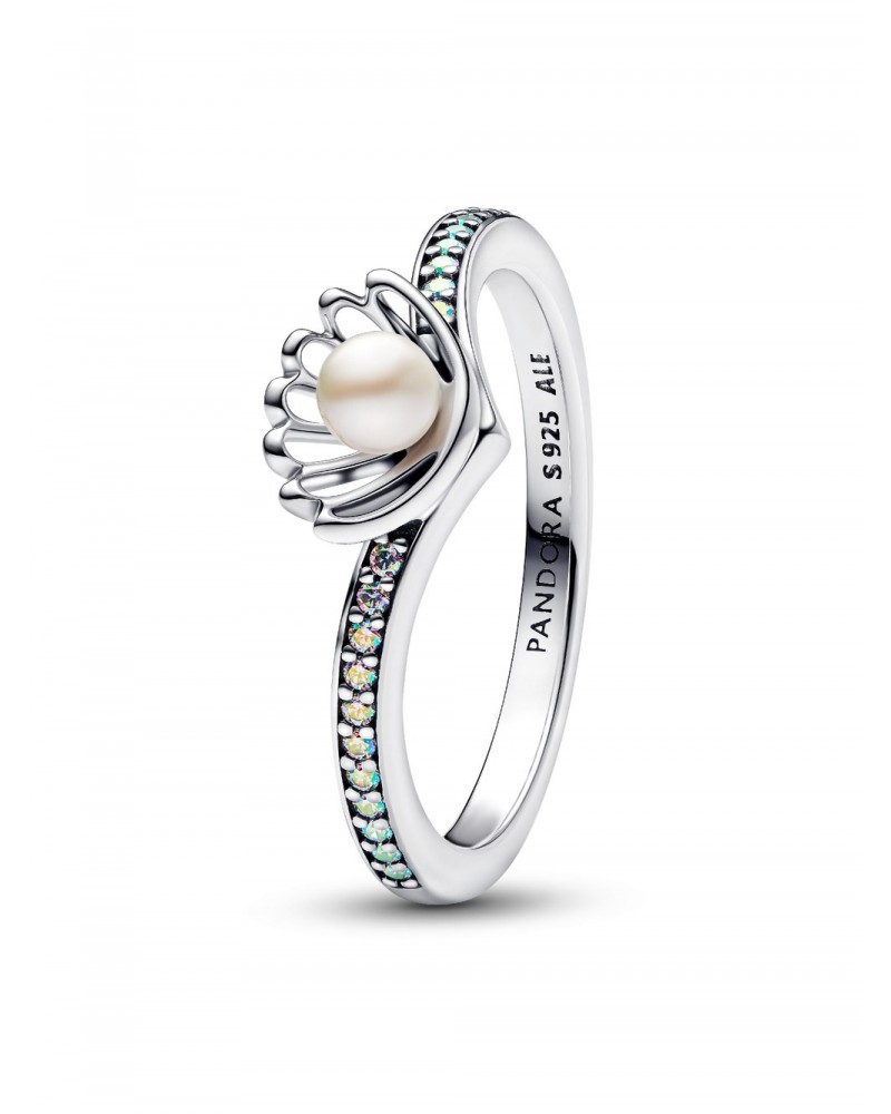 Anillo Pandora Perla Cultivada de Agua Dulce Tratada Concha Princesa Ariel de Disney 193654C01