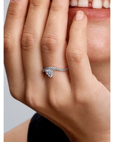 Anillo Pandora Corazón Ondulado en Pavé 193661C01 - foto 3