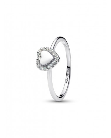 Anillo Pandora Halo y Corazón Grabable 193801C01