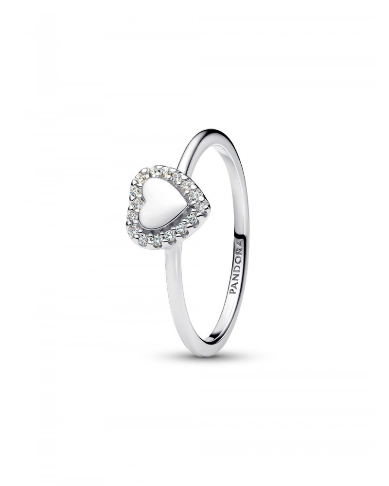 Anillo Pandora Halo y Corazón Grabable 193801C01
