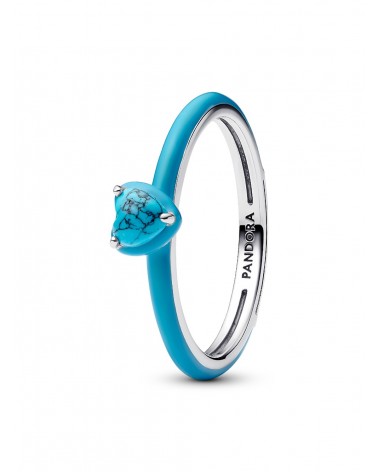 Anillo Pandora Gema Corazón Color Turquesa 193828C01