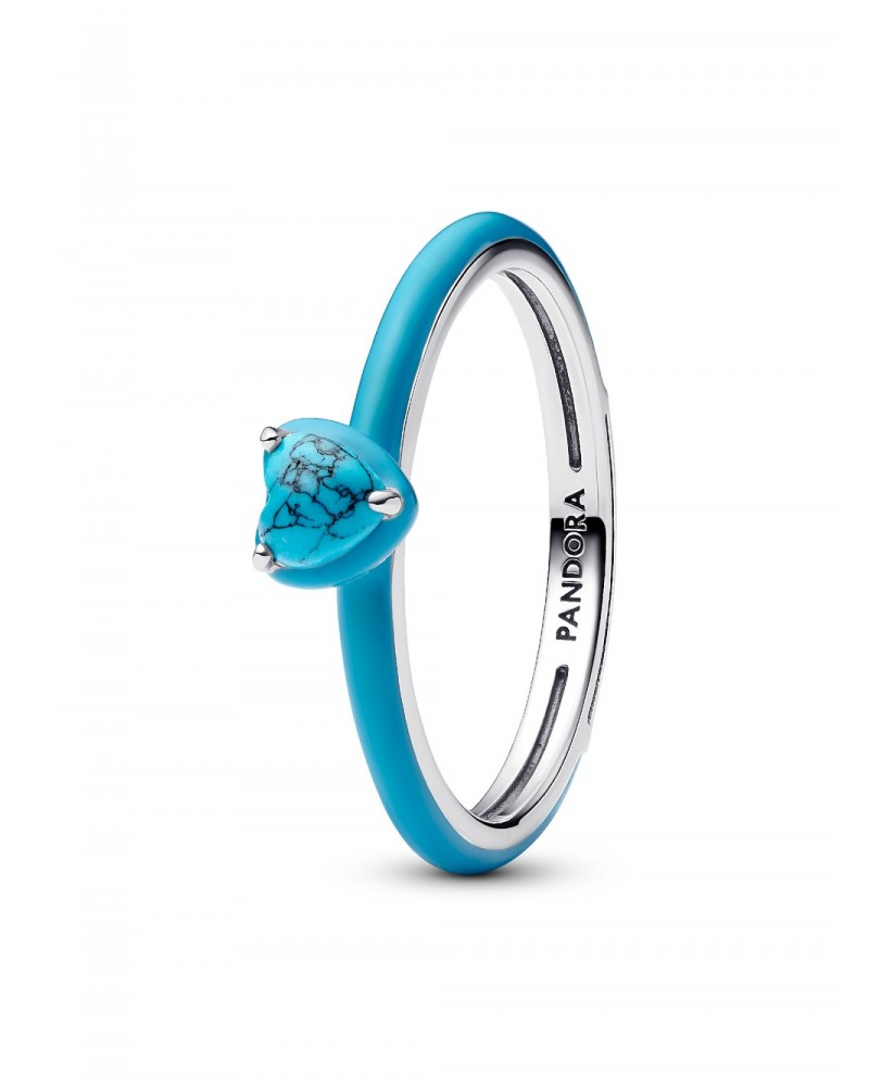 Anillo Pandora Gema Corazón Color Turquesa 193828C01