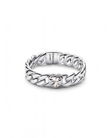 Anillo Pandora Cadena Cubana Corazón 194386C01