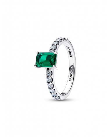 Anillo Pandora Halo Rectangular Verde Brillante 194506C01