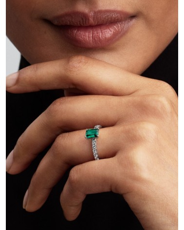 Anillo Pandora Halo Rectangular Verde Brillante 194506C01 - foto 3