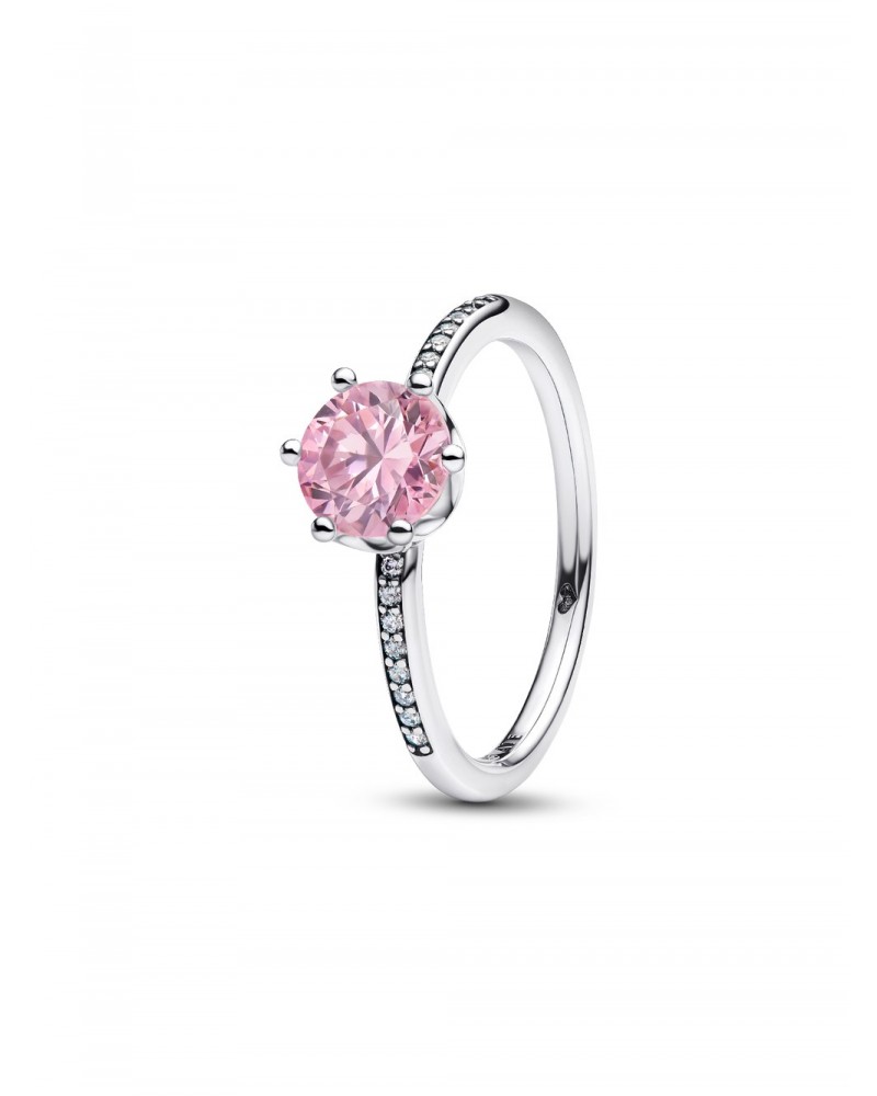 Anillo Pandora Solitario Corona Brillante Fucsia 198289C03