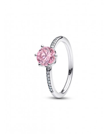 Anillo Pandora Solitario Corona Brillante Fucsia 198289C03