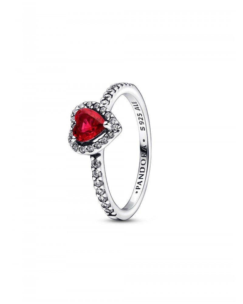 Anillo Pandora Corazón Rojo en Relieve 198421C02