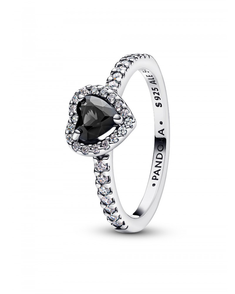 Anillo Pandora Corazón Negro Elevado 198421C04