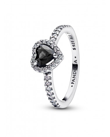 Anillo Pandora Corazón Negro Elevado 198421C04