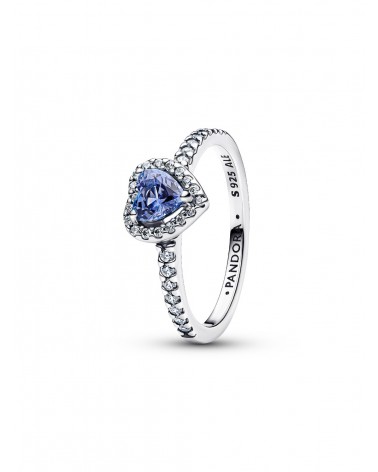 Anillo Pandora Corazón Azul en Relieve Brillante 198421C05