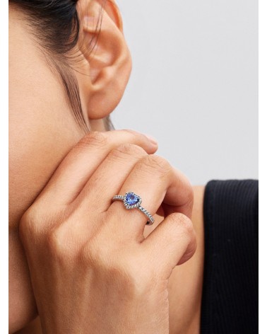 Anillo Pandora Corazón Azul en Relieve Brillante 198421C05 - foto 3