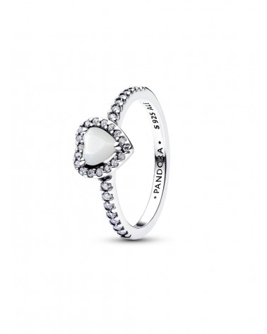 Anillo Pandora Corazón Elevado Blanco 198421C11