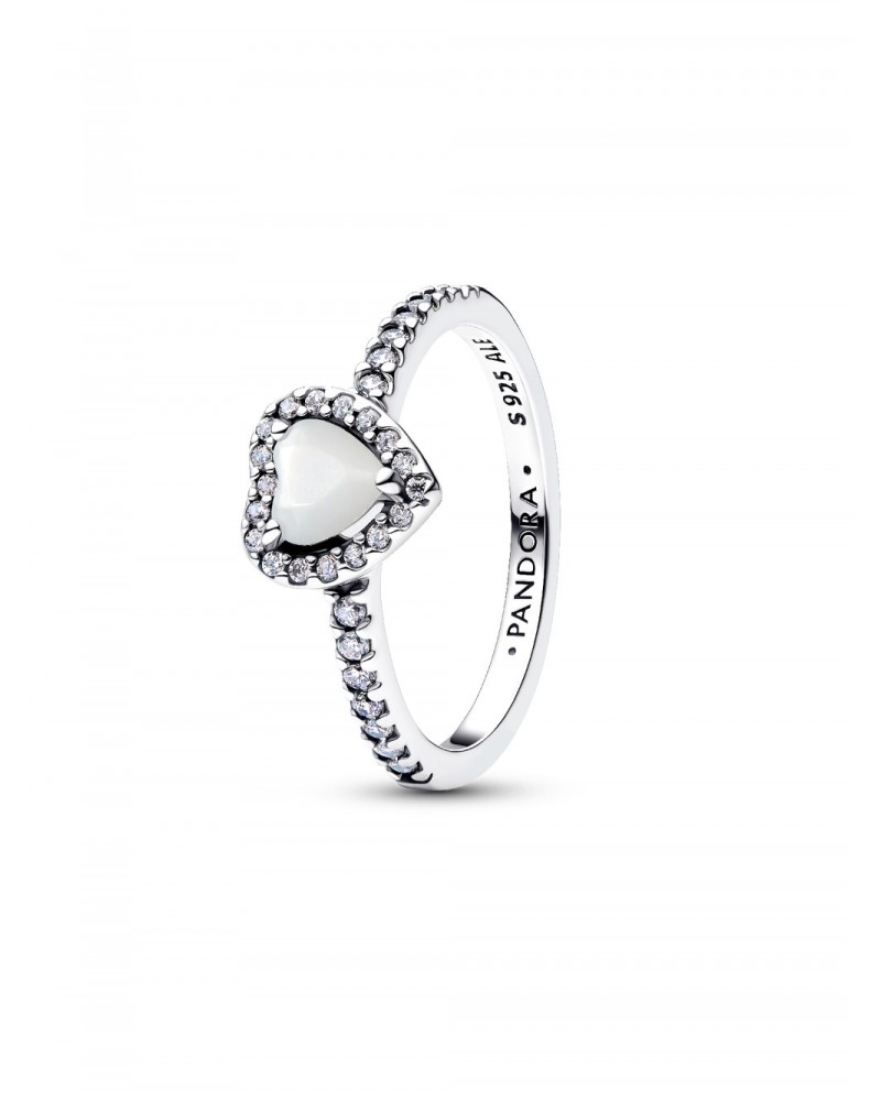 Anillo Pandora Corazón Elevado Blanco 198421C11