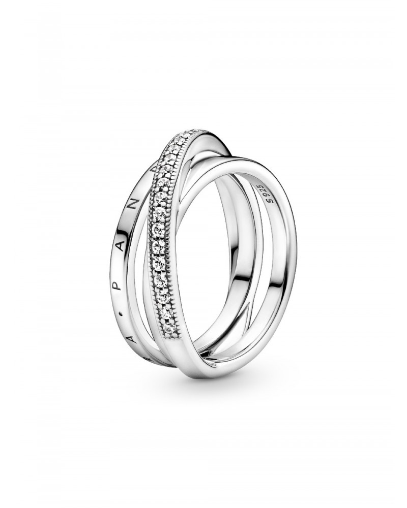 Anillo Pandora Cruzado Triple Alianza en Pavé 199057C01