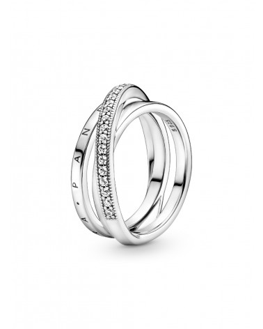 Anillo Pandora Cruzado Triple Alianza en Pavé 199057C01