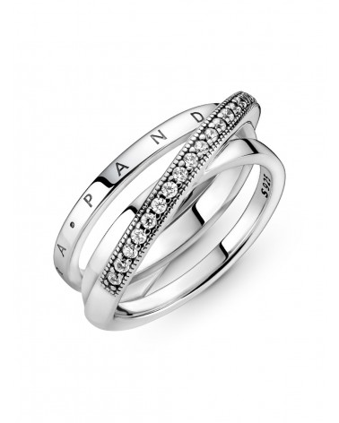 Anillo Pandora Cruzado Triple Alianza en Pavé 199057C01 - foto 3