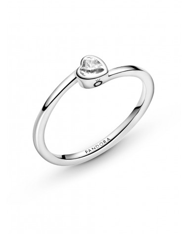 Anillo Pandora Corazón Solitario Transparente Inclinado 199267C02 - foto 2