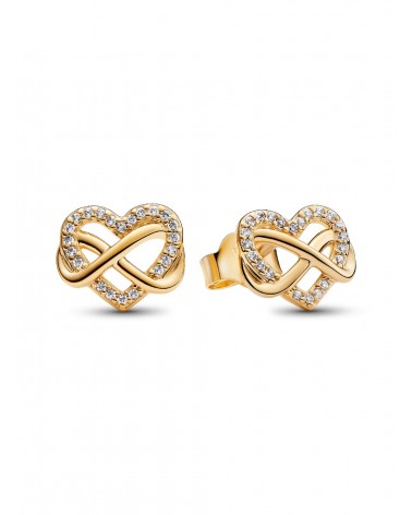 Pendientes de Botón Corazón Infinito Brillante Pandora 262667C01
