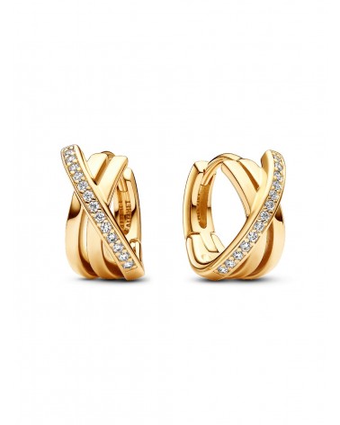 Pendientes de Aro Pavé Cruzado Pandora 263150C01