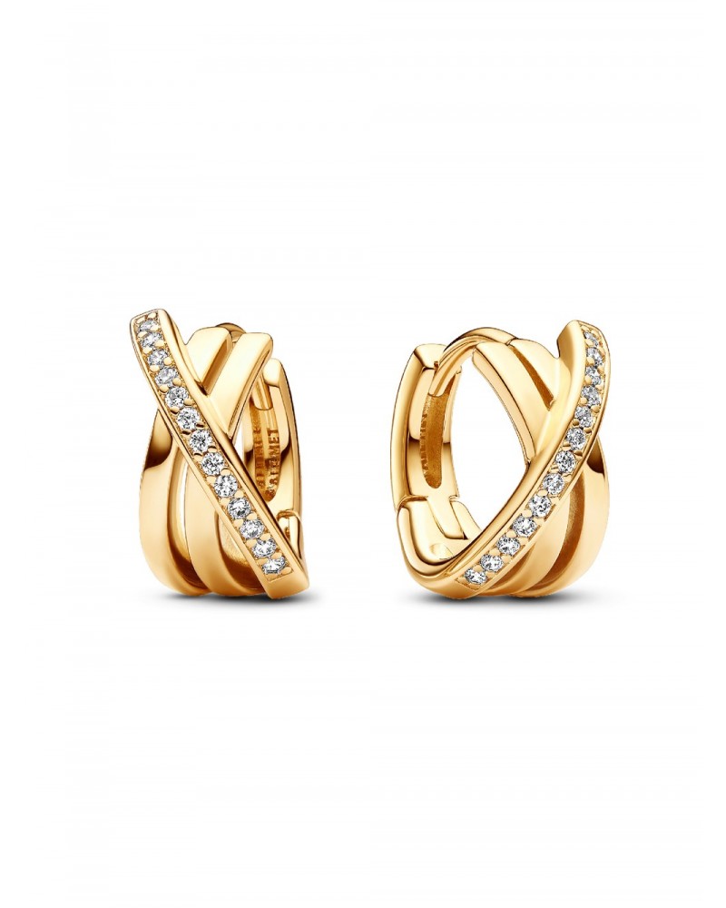 Pendientes de Aro Pavé Cruzado Pandora 263150C01