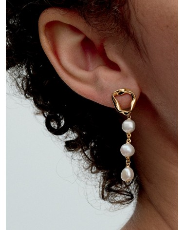 Pendientes Pandora Colgantes Círculo Forma Orgánica y Perlas Cultivadas de Agua Dulce Barroca 263263C01 - foto 2