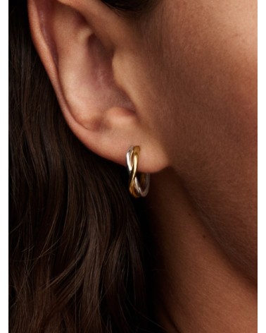 Pendientes de Aro Abiertos en Dos Tonos de Forma Orgánica Pandora 263880C00 - foto 2