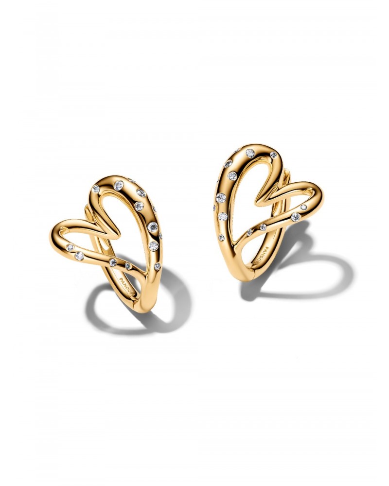 Pendientes de Aro Corazón Forma Orgánica con Gemas Engastadas Pandora 264664C01