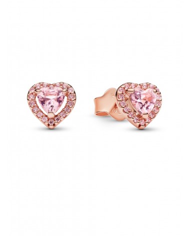 Pendientes de Botón Corazón Elevado Rosa Pandora 288427C02