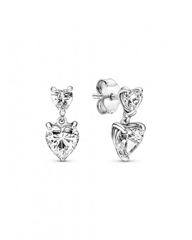 Pendientes de Botón Doble Corazón Brillante Pandora 291199C01