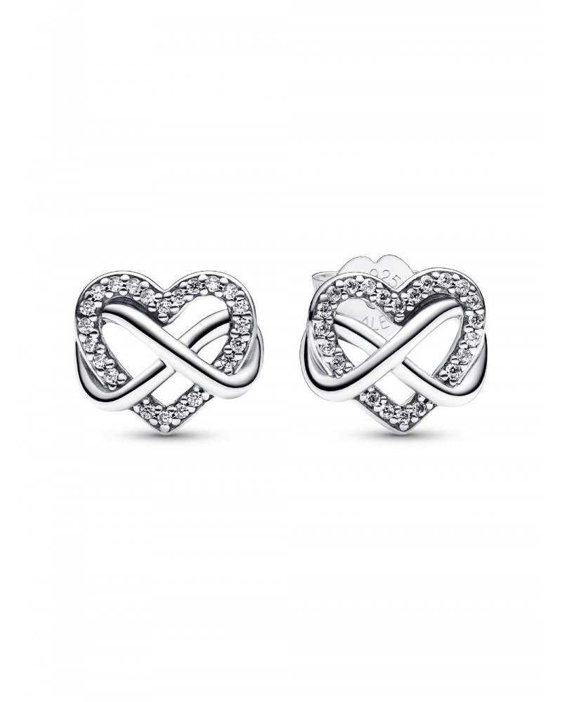 Pendientes de Botón Corazón Infinito Brillante Pandora 292667C01
