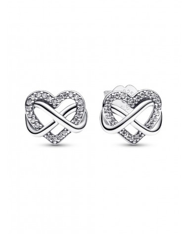 Pendientes de Botón Corazón Infinito Brillante Pandora 292667C01