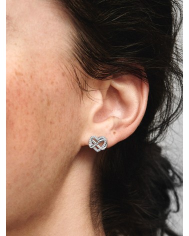 Pendientes de Botón Corazón Infinito Brillante Pandora 292667C01 - foto 2