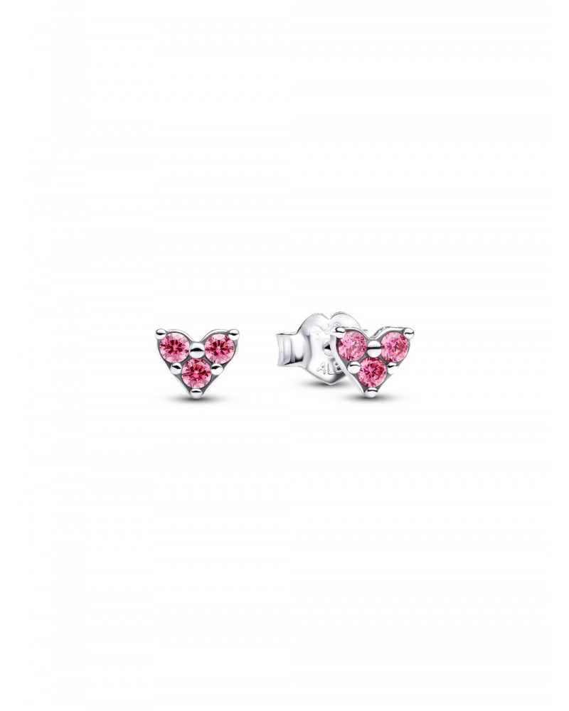 Pendientes de botón Corazón Triple Gema Rosa Pandora 293003C02