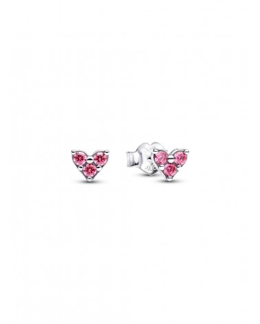 Pendientes de botón Corazón Triple Gema Rosa Pandora 293003C02