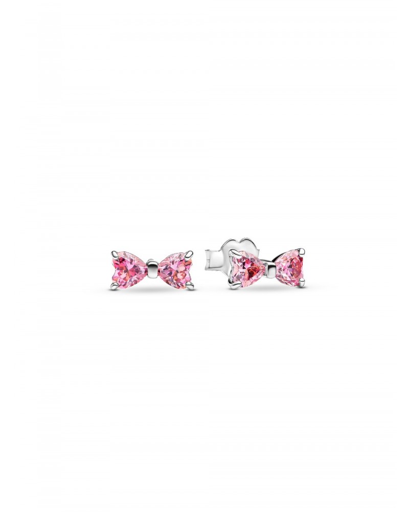 Pendientes de botón Lazo Rosa Brillante Pandora 293505C01
