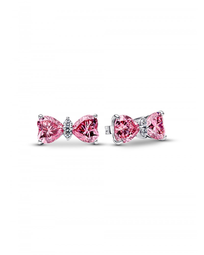 Pendientes de Botón Lazo Rosa Pandora 294265C01