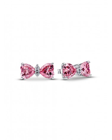 Pendientes de Botón Lazo Rosa Pandora 294265C01