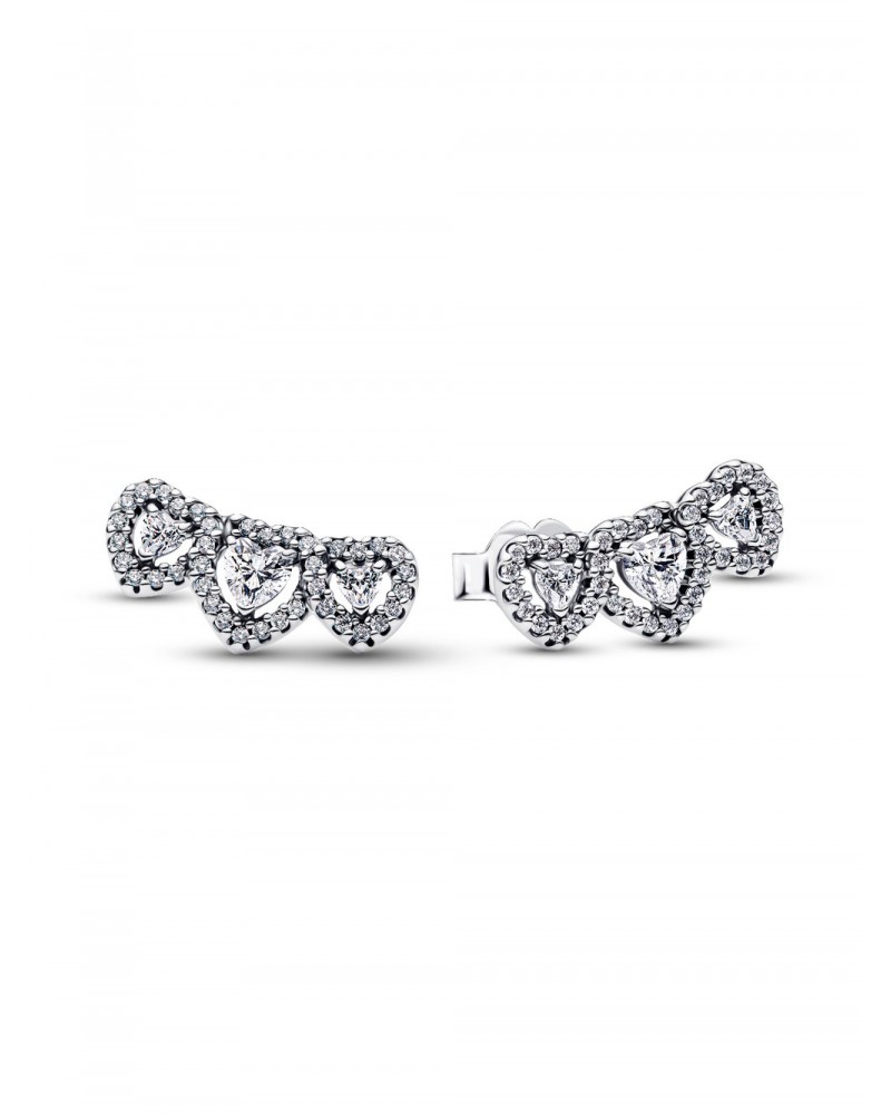 Pendientes de Botón Triple Halo Corazón Pandora 294411C01
