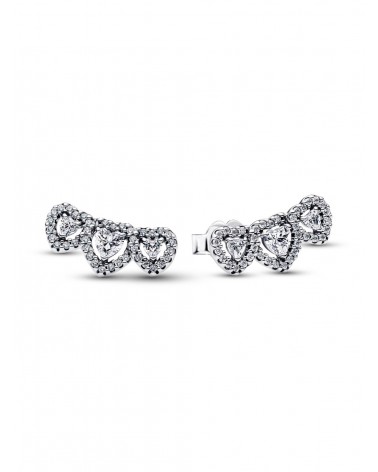 Pendientes de Botón Triple Halo Corazón Pandora 294411C01