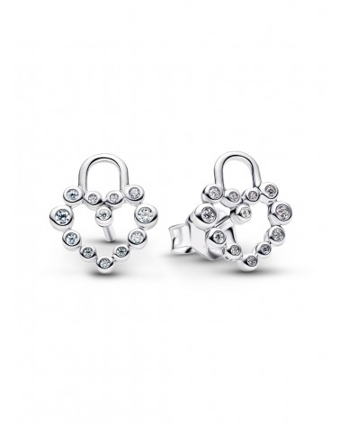 Pendientes de Botón Candado Corazón Brillante Pandora 294419C01