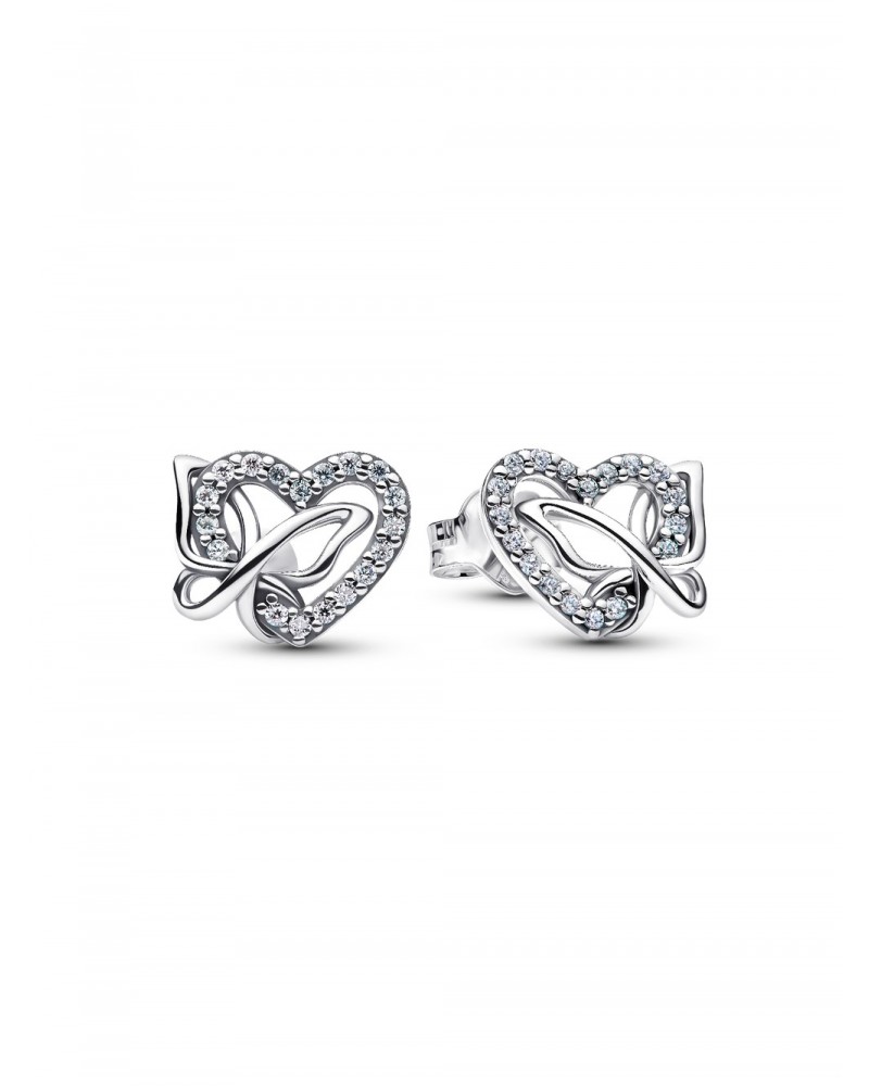 Pendientes de botón Corazón y Mariposa Entrelazados Pandora 294476C01