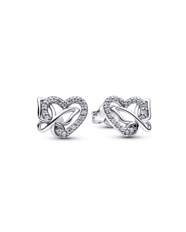 Pendientes de botón Corazón y Mariposa Entrelazados Pandora 294476C01