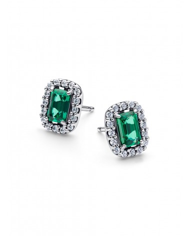 Pendientes de botón Halo Rectangular Verde Brilllante Pandora 294501C01 - foto 2
