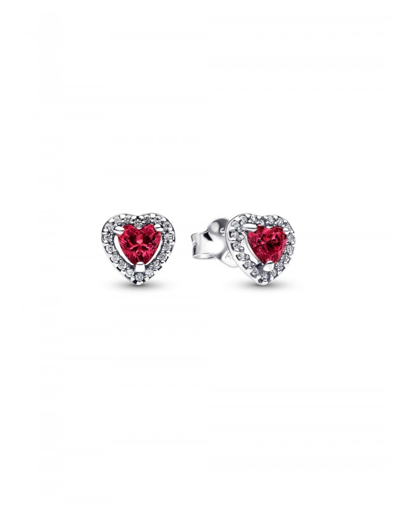 Pendientes de Botón Corazón Elevado Rojo Pandora 298427C04