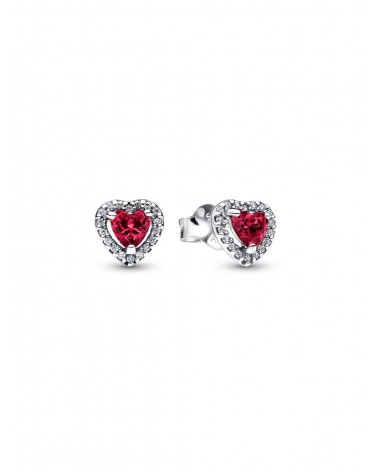 Pendientes de Botón Corazón Elevado Rojo Pandora 298427C04