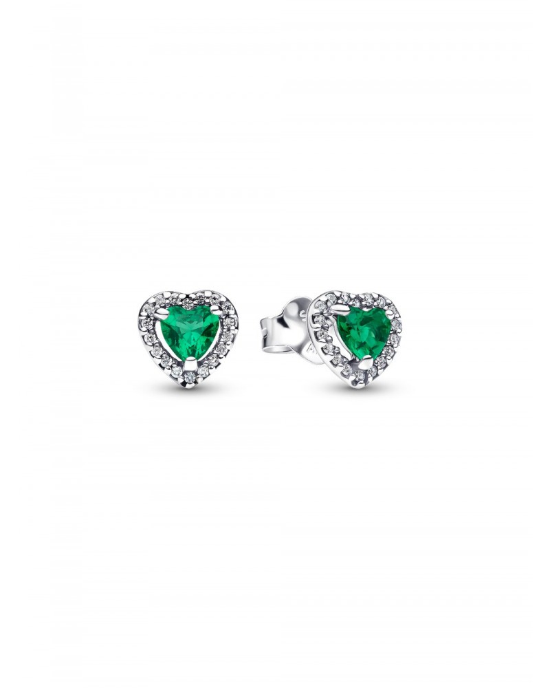 Pendientes de Botón Corazón Elevado Verde Pandora 298427C05